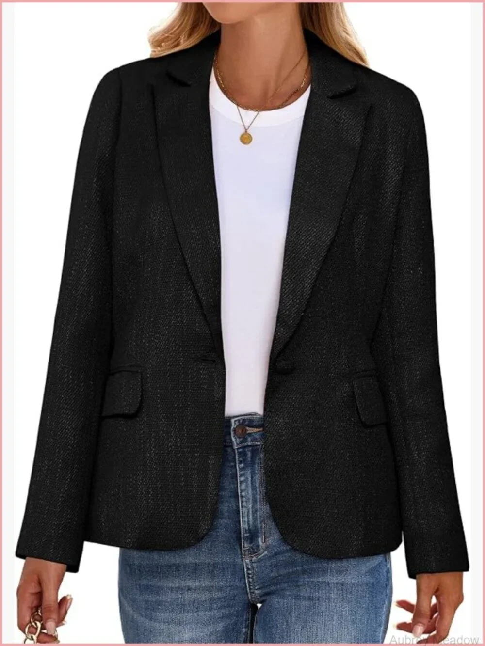 Tweed Blazer Jacket Women Business Casual Work Suits Office Professional Long